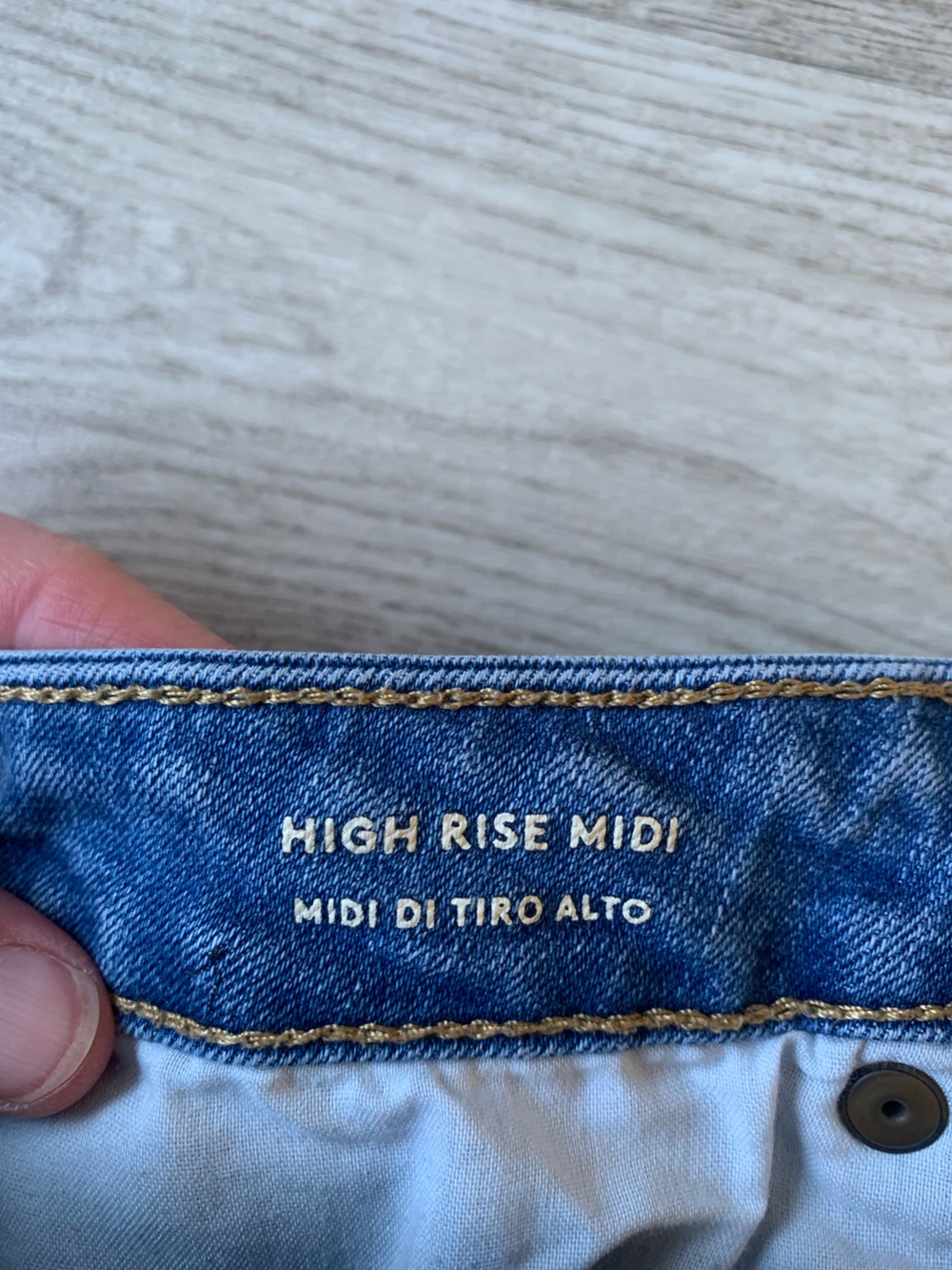 Universal Thread high rise midi Rolled Hem Denim Shorts- light/medium blue wash - Picture 7 of 9